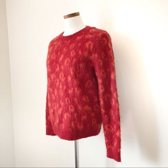 Paris Atelier & Other Stories Red Orange Fuzzy Crewneck sweater Small preowned - Picture 3 of 5